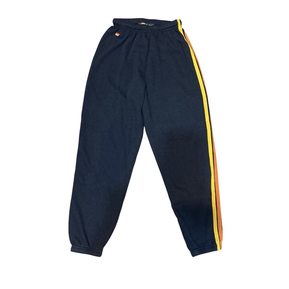 Aviator Nation 5 Stripe Navy Blue Sweatpants Rainbow Sz M